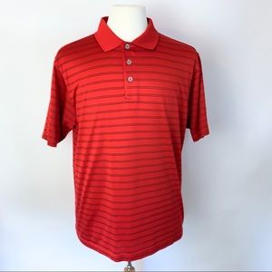 Adidas Clima-Dry Golf Polo Red & Black Stripes XL